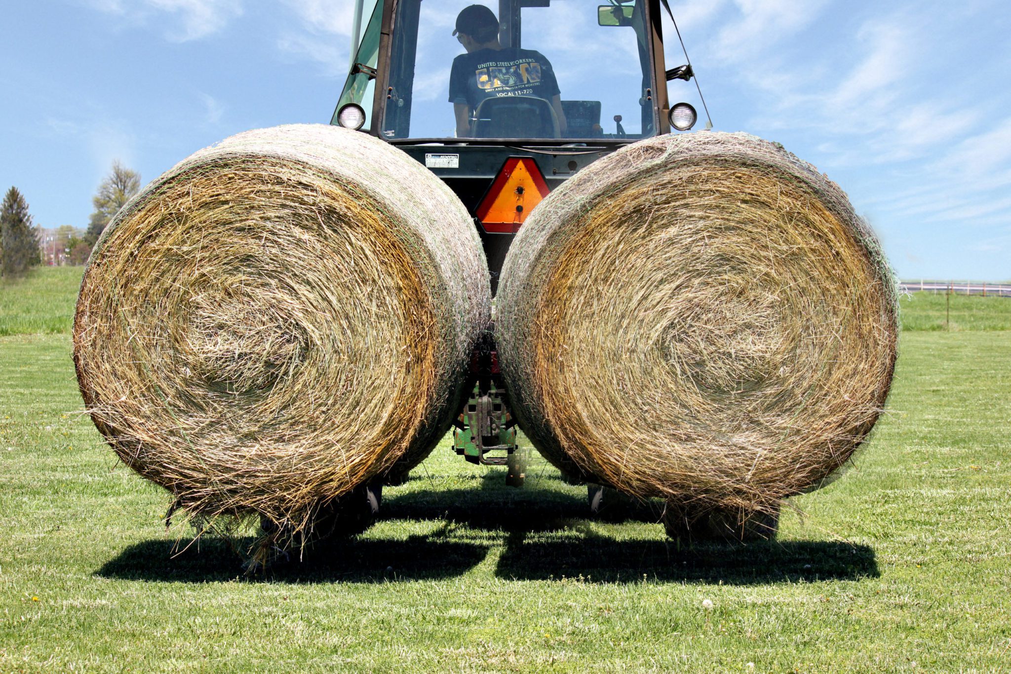 3-Point Two-Bale Mover lifting two large bales